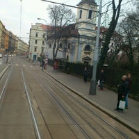 Photo taken at Bertramka (tram) by Bogo S. on 11/22/2013