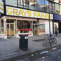 Photo taken at Gray&amp;#39;s Papaya by Destiny L. on 1/17/2015