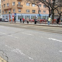 Photo taken at Americké námestie (tram, bus, trolleybus) by Chandrinos K. on 3/14/2012