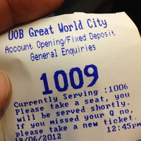 Photo taken at United Overseas Bank (Great World City Branch) by Vig N. on 6/18/2012