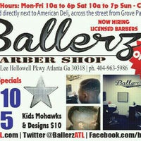 Photo taken at Ballerz Barbershop by Pink Sugar Atlanta N. on 7/11/2012