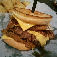 Photo taken at Mojo&amp;#39;s Famous Burgers Cherrydale by Kim W. on 11/9/2011