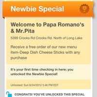 Foto diambil di Papa Romano&amp;#39;s Pizza &amp;amp; Mr. Pita oleh Frank R. pada 6/24/2012