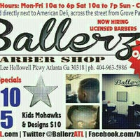 Photo taken at Ballerz Barbershop by Pink Sugar Atlanta N. on 8/15/2012