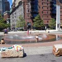 Photo taken at Fountain In Rose Kennedy Greenway by Lisa M. on 8/6/2012