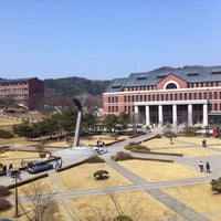 Photo taken at Yonsei University Central Library by caroline K. on 4/21/2012