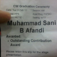 Photo taken at Auditorium @ ITE College West by Mamat S. on 2/21/2012