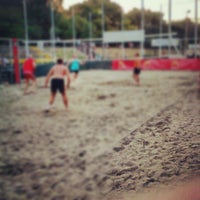 Photo taken at Skopje Beach Volleyball Court/Cage by DJ Ivan P. on 8/20/2012