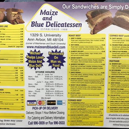 Maize N Blue Deli 1329 S University Ave Ann Arbor