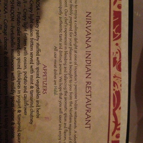 Nirvana Indian Restaurant 14545 Memorial Dr Houston