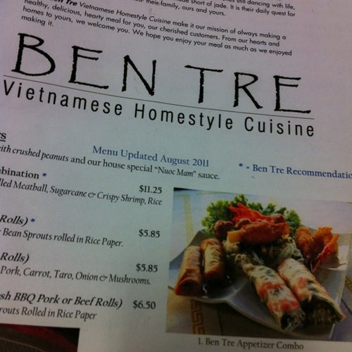 BEN TRE Vietnamese Homestyle Cuisine 398 Grand Ave South San Francisco