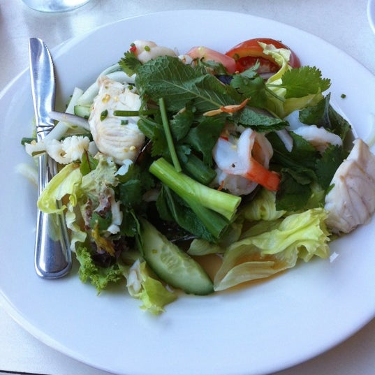 Seafood salad is divine. Get the upstairs table on the balcony