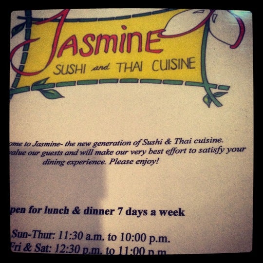 Photo taken at Jasmine Sushi &amp; Thai Cuisine by Anthony H. on 4/16/2012