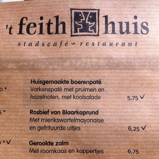Photo taken at Stadscafé-Restaurant &#39;t Feithhuis by Daan S. on 8/6/2011