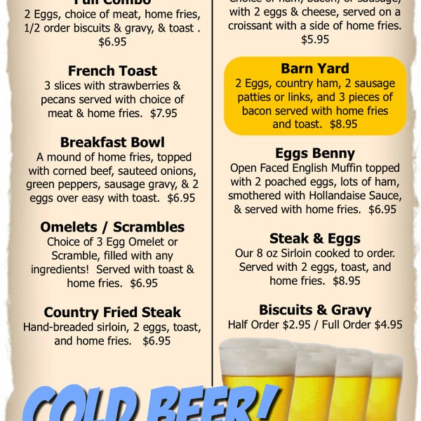 Cold Beer, Great food and Good Times......  Your Neighborhood Bar and Grill