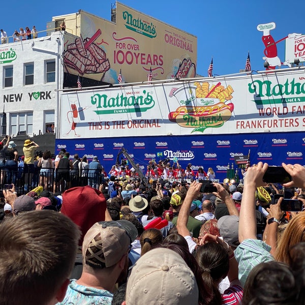 Photo taken at Nathan&#39;s Famous by Stephen C. on 7/4/2022