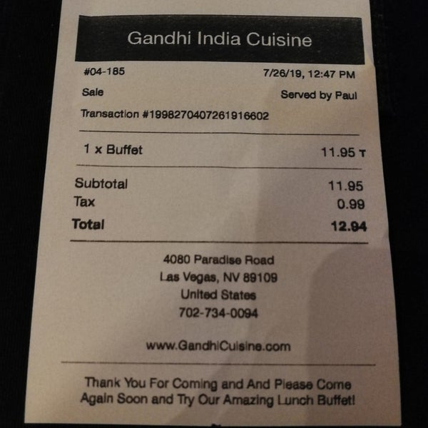 Photo taken at Gandhi India&#39;s Cuisine by Stephen S. on 7/26/2019
