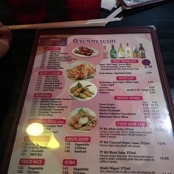 Yummy sushi menu outlet