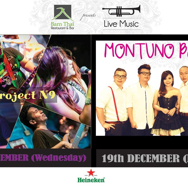 Back & performing for the very last time in 2014 on the #BarnThai stage, don’t missed out the encore performances with Project N9 this coming WEDNESDAY and Montuno Band on FRIDAY! #OnlyAtBarnThai