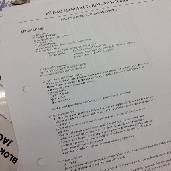 Fu Hao Manufacturing M Sdn Bhd Factory