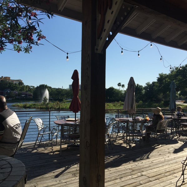 Great atmosphere, outdoor seating overlooking the water, live music great happy hour!