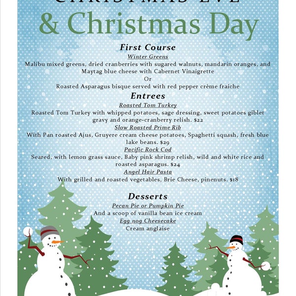 Join the Ontario Airport Hotel on Christmas Eve or Christmas Day for some delicious Dinner options!