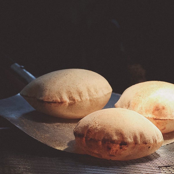 Fresh baked pita bread.