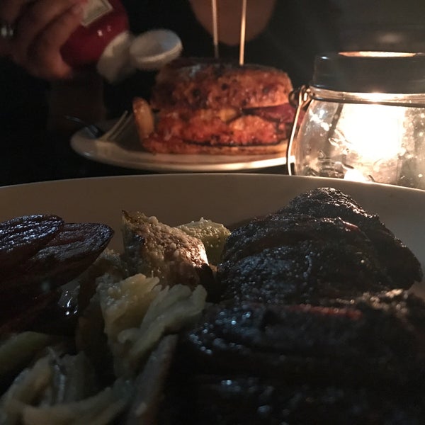 Service - quick, efficient and  welcoming. Food - Hanger steak was well cooked and spiced. All the meats in the Turducken were artfully blended together, you could not tell which meat was which