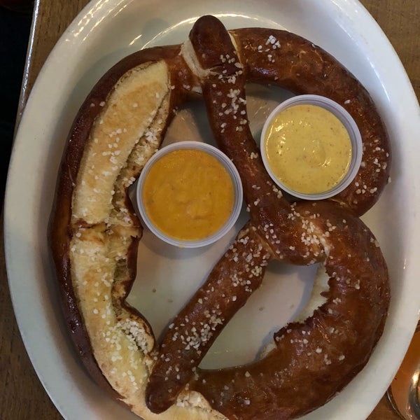 The giant pretzel and the grapefruit beer.