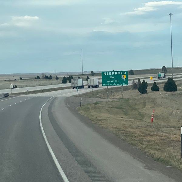 Wyoming / Nebraska State Line Border Crossing in Pine Bluffs