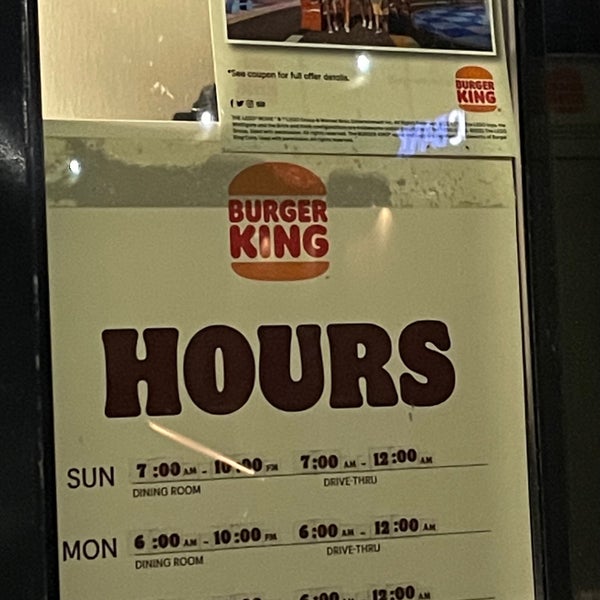 Burger 2024 king hours