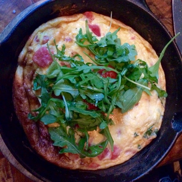 Open-faced three egg omelette with arugula. Delish! But the best was the chestnut soup. Do not miss out!