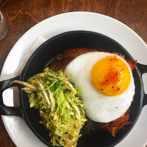 The pork belly, duck egg and potato rosti is a must have!