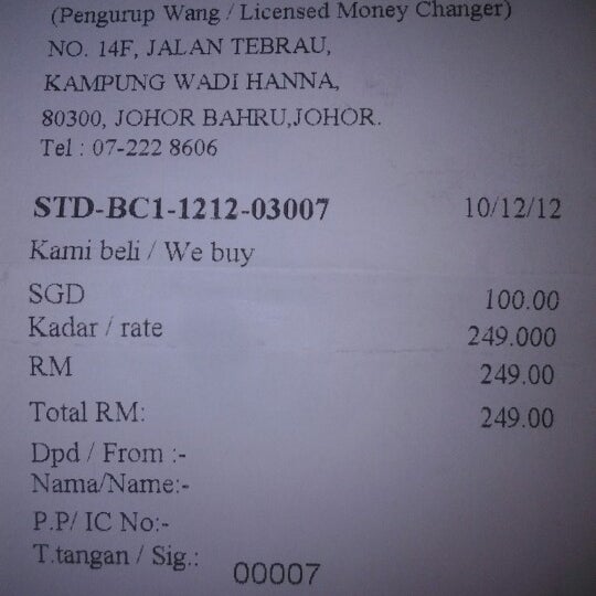 Johor bahru changer money [List] Money
