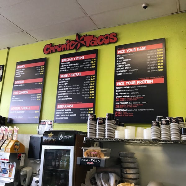 Chronic tacos menu deals