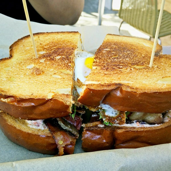 The Nate.BLT with pork belly and a fried egg.Size of a small tire.