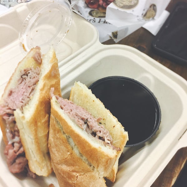 u haaave to try the hot salami sami, but the french dip (pictured) is 😙muAh💋 too. (it's the green building right near a row of shops w/island snow; kayak rentals across the street as well.)