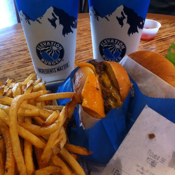 Photo taken at Elevation Burger by Michele T. on 1/26/2013