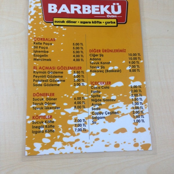 Yaprak Donercisi Ostim Ankara Menu Fiyat Listesi