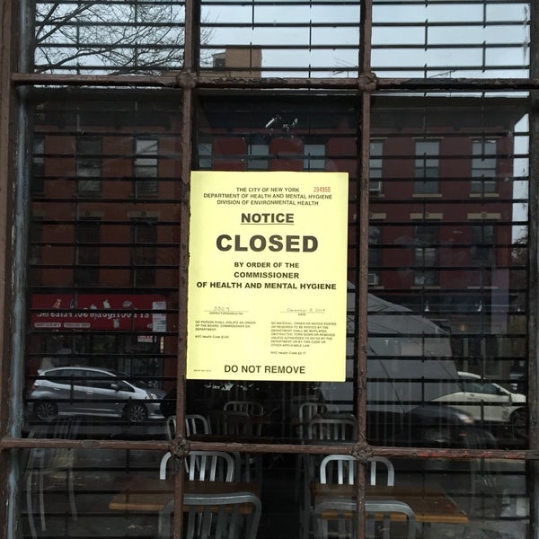 Yikes.. Saw a health department notice up when I walked by a closed 'sNice this afternoon