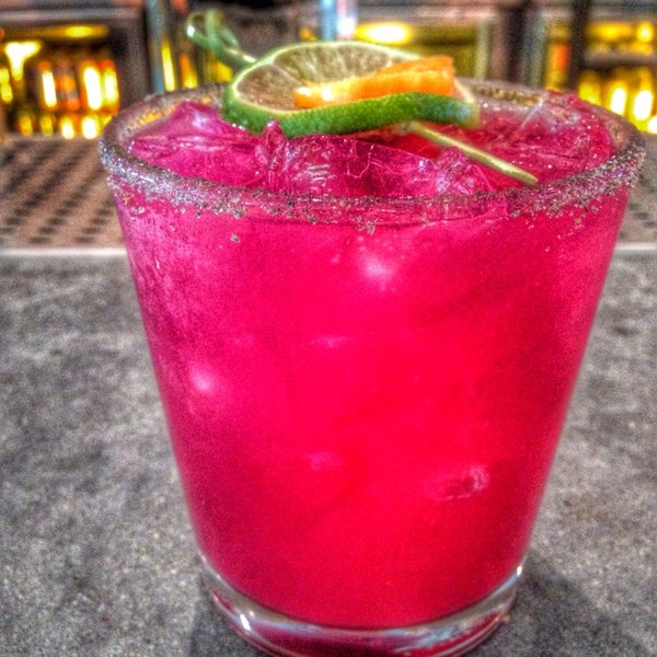 Get the prickly pear margarita with habenero salt on the rim. Nicely spicy.