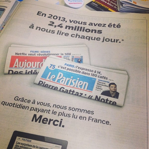 Foto tirada no(a) Le Parisien - Aujourd&#39;hui en France por gabriel j. em 9/29/2014