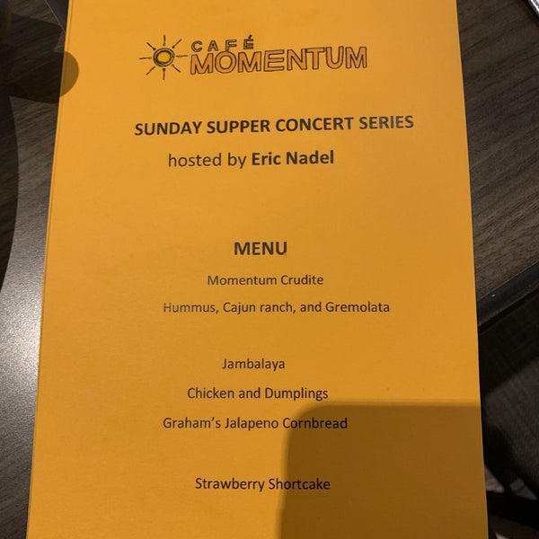 Went for Sunday Supper series...three course dinner of excellent food, great service, and live music. Seats about 100 people.  Outstanding mission.