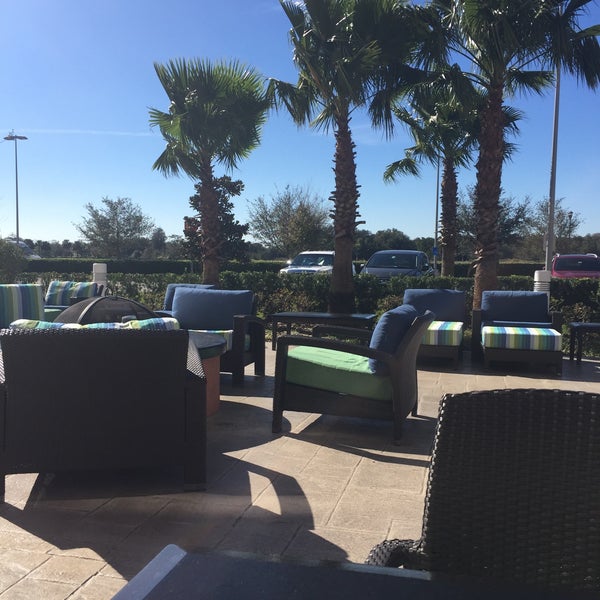 The outdoor seating area near the pool is very nice - tables, chairs, chaise lounges and a fire pit. Breakfast is good, a nice variety offered. The rooms are nice, a lot of outlets for chargers, etc.
