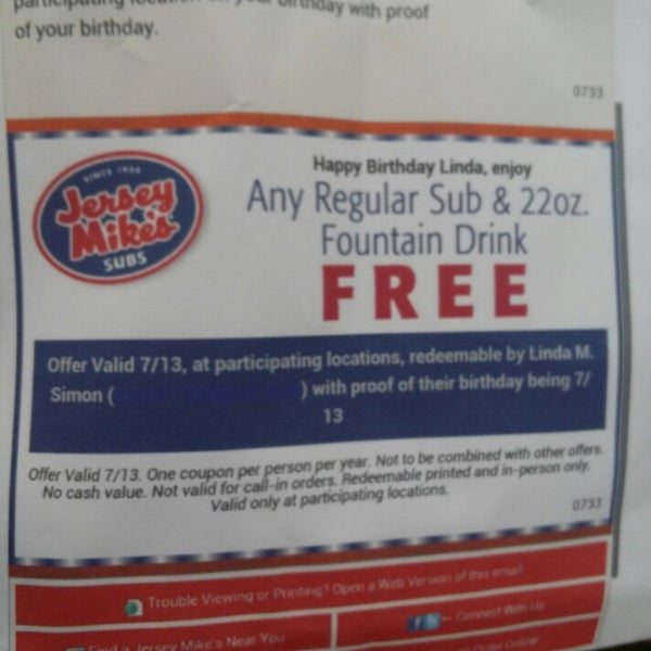jersey mike birthday coupon