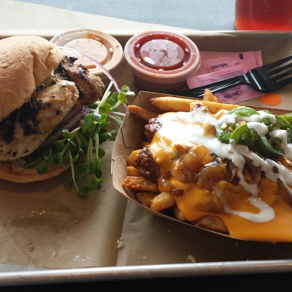 Nice friendly staff and fresh tasting overall food with healthy choices and full customizable burgers.  I tried the diablo and the chili fries great touch with caramelized onions and roasted jalapenos