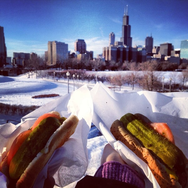 Photo taken at Kim &amp; Carlo&#39;s Chicago Style Hot Dogs by Krystle on 12/18/2013