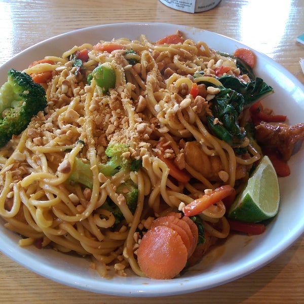 Trying there new blazing Bangkok peanut Noodles. It was great! It's a must try..