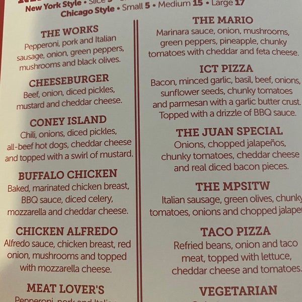 I got one slice each of The Works, Cheeseburger, and Meat Lover’s.  My favorite was the Meat Lover’s but all 3 were good though it did seem a bit strange to have mustard on the cheeseburger one.