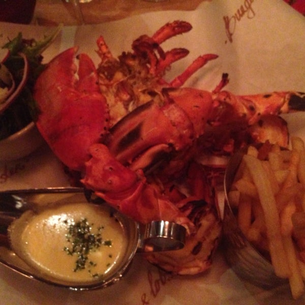 Grilled lobster comes with French fries and side salad! Pretty good but not a ton of food